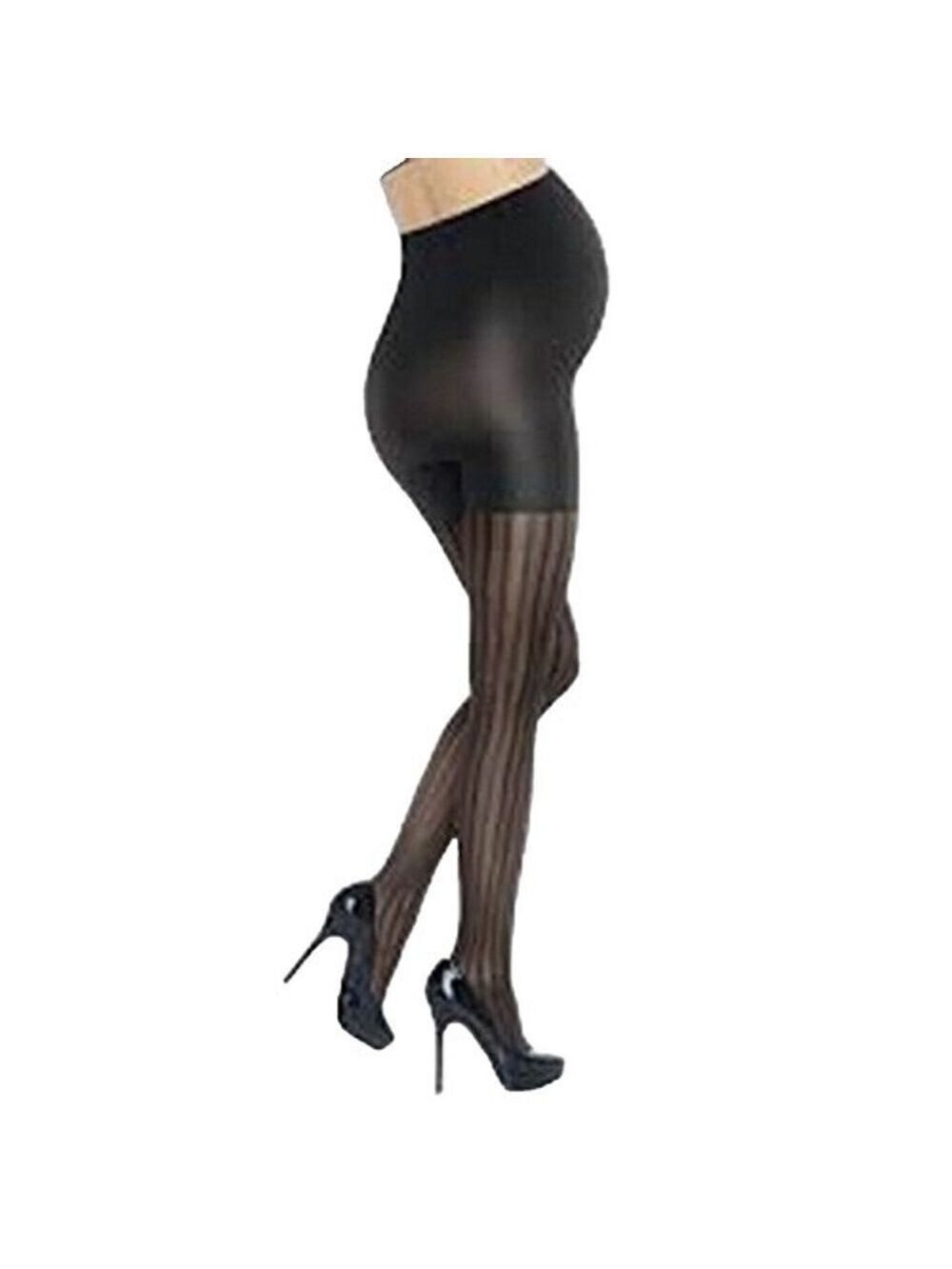 Women's ASSETS by Sara Blakely Black Opaque Stripe Maternity Tights